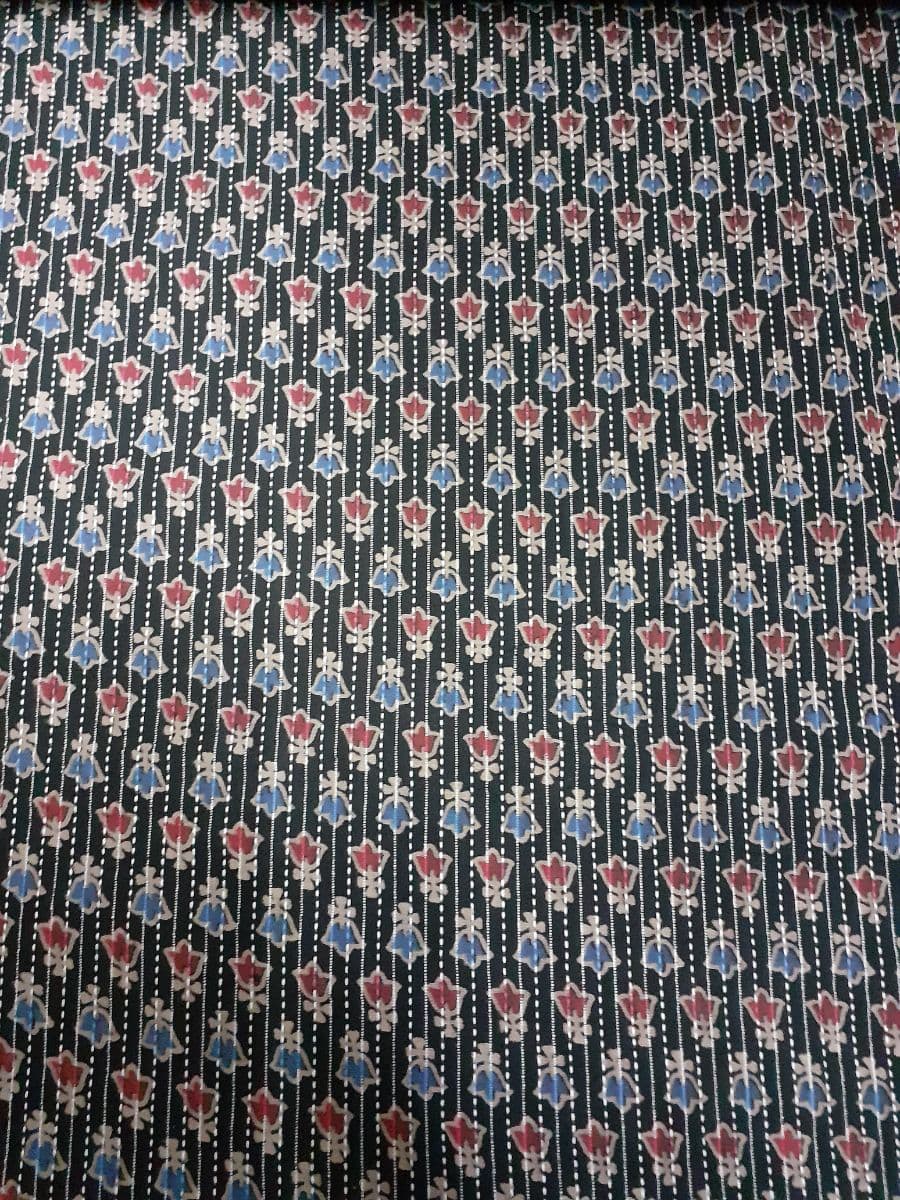 "Midnight Stripe" Black Fabric with Geometric Bud Print