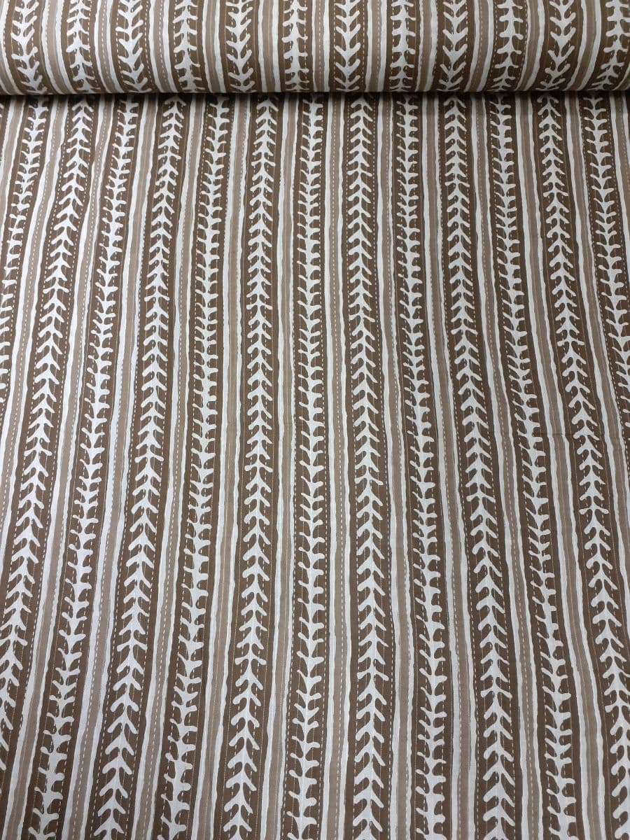 Brown & White Chevron Stripe Fabric