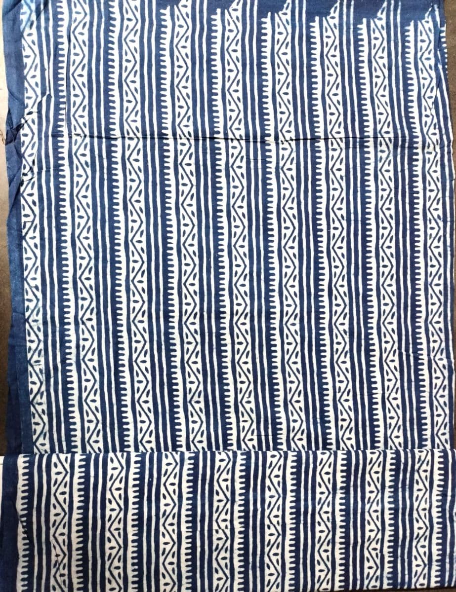 Hand-Blocked Indigo Stripe Fabric