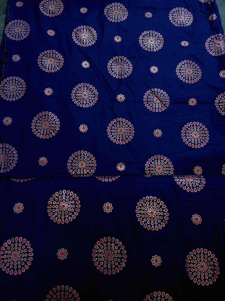 Midnight Bloom Indigo Medallion Print Fabric