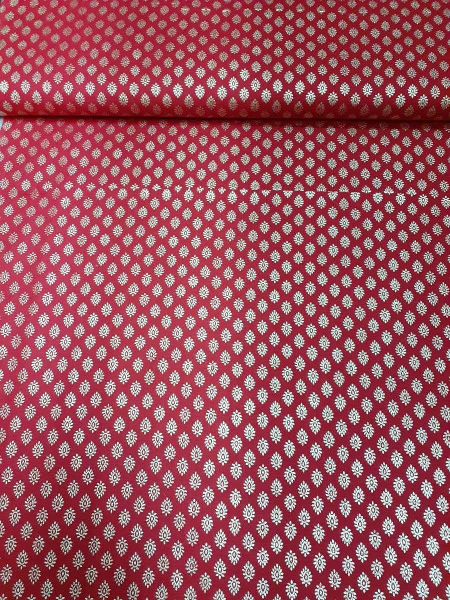Royal Ruby/ Red with Golden Buti Brocade Fabric