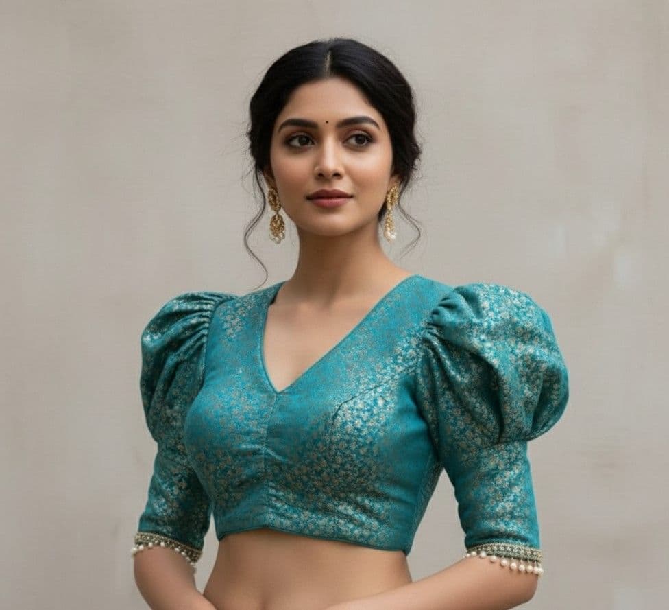 The Emerald Bloom Puff Blouse