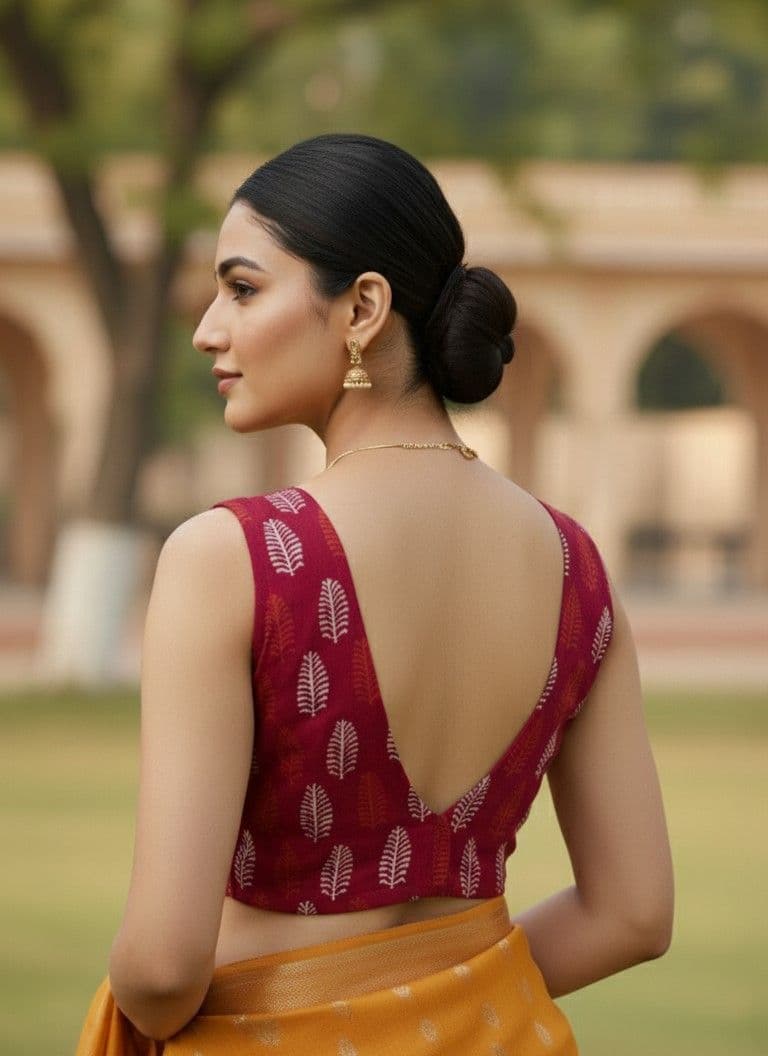 The Marigold Leaf Ajrakh Blouse