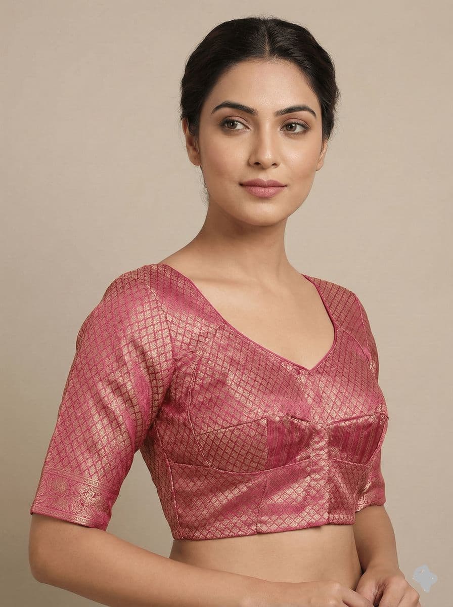 Rani Pink Banarasi Brocade Bombay Cut Blouse